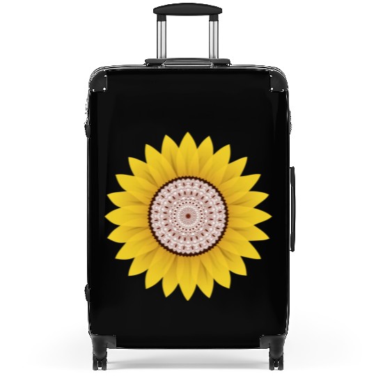 Golden Sunflower Mandala Suitcases