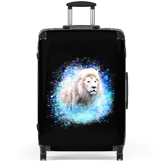lion,graffiti,painting,blue,white lion Suitcases