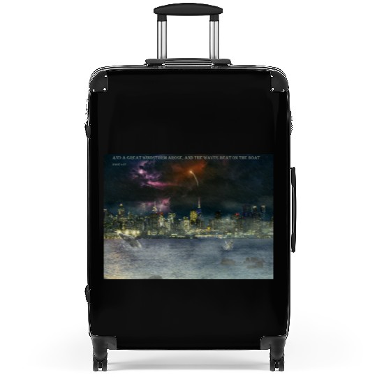 Storm and Whales with a Biblical Scipture Suitcases