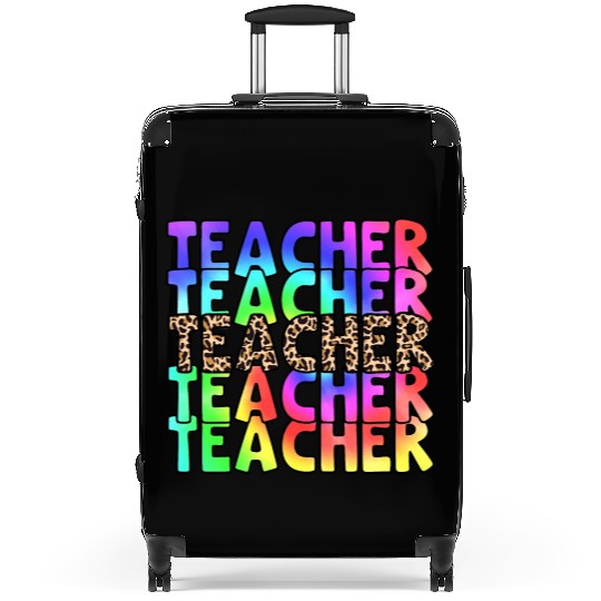 Teacher, colorful. Leopard Suitcases