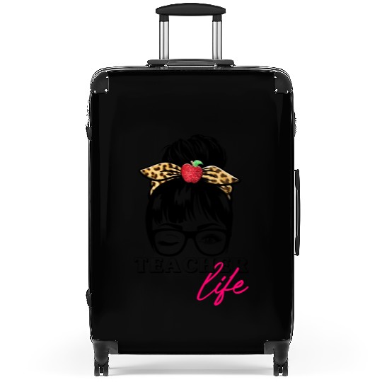 Teacher Life Messy Bun Bandana Suitcases