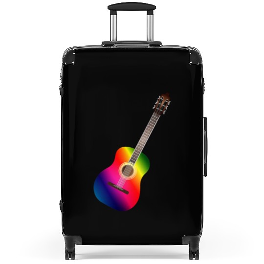 colorful acoustic guitar in rainbow colors Suitcases