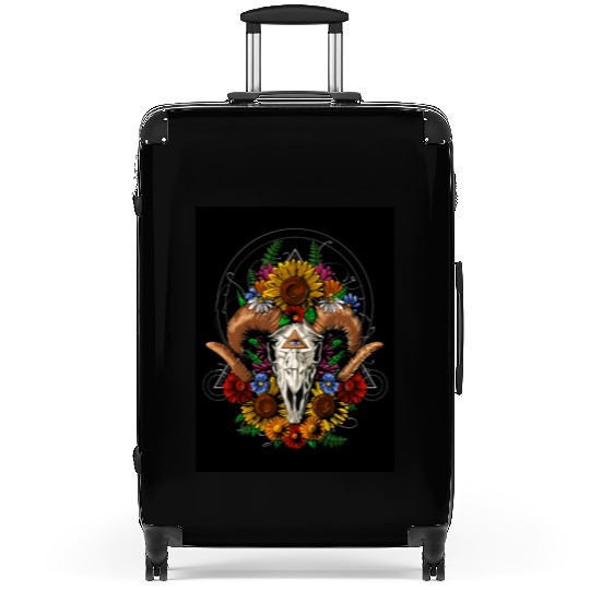 Psychedelic Ram Skull Suitcases