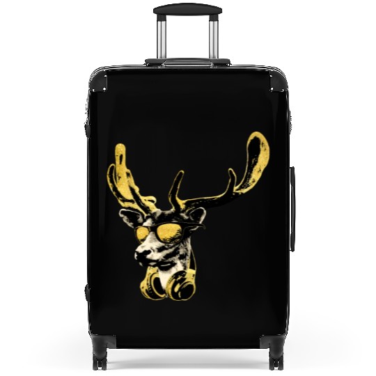 Deer DJ Bling Cool Funny Music Animal With Suitcases