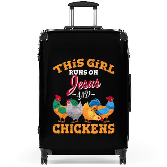 This Girl Runs On Jesus And Chickens Funny Chicken Suitcases