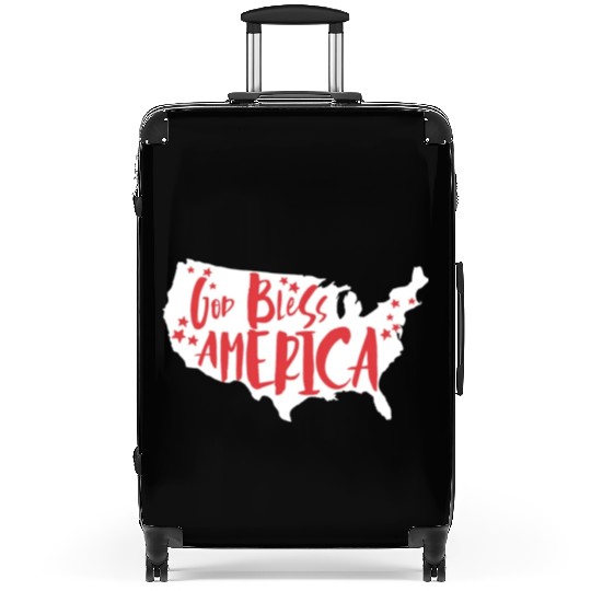 God Bless America USA Map Patriotic 4th of Julygod Suitcases