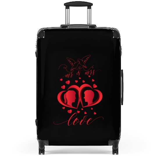 The lovers, wedding day Suitcases