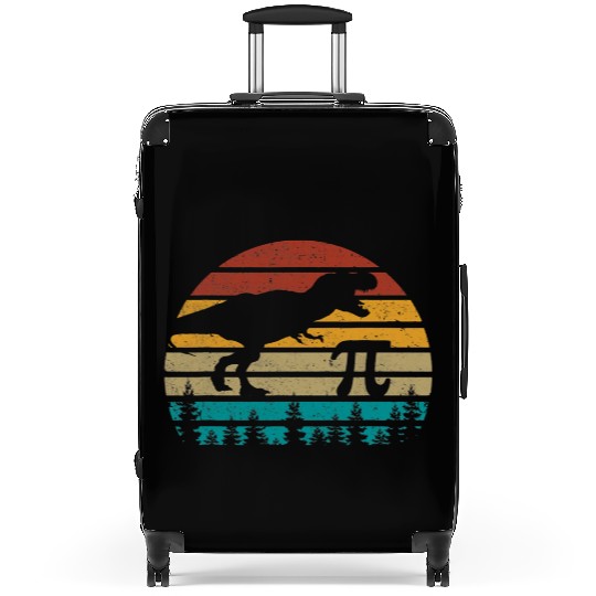 Retro Vintage Pi 3 14 Dinosaur silhouette Funny Pi Suitcases