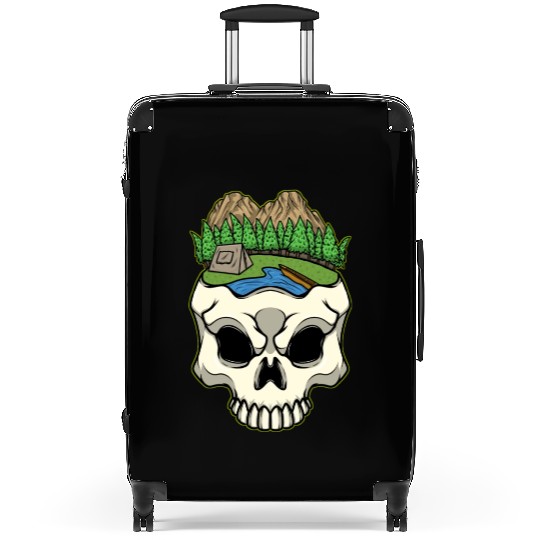 Skeleton Head Camp Campsite Camper Camping Suitcases