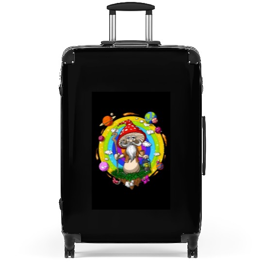 Psychedelic Hippie Mushroom Wizard Suitcases