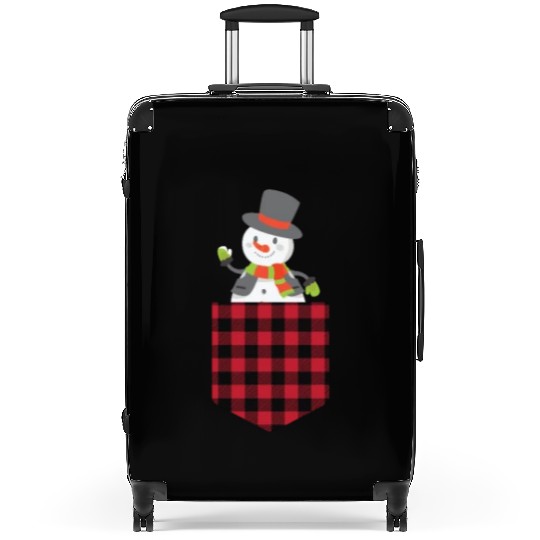 Christmas Cute Snowman In Buffalo Plaid Pocket Suitcases