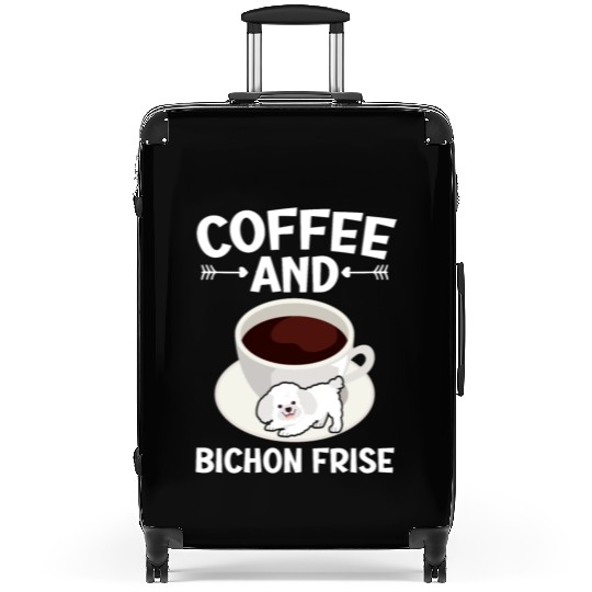 Coffee And Bichon Frise Curly Hair Pup Puppy Lover Suitcases