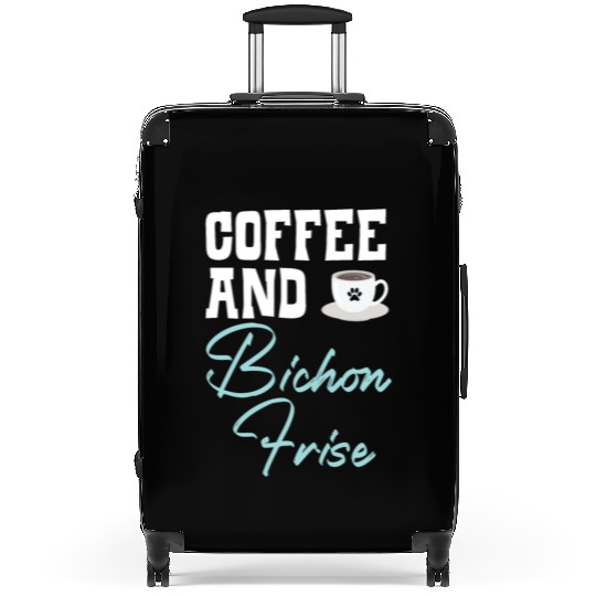 Coffee And Bichon Frise Curly Hair Pup Puppy Lover Suitcases