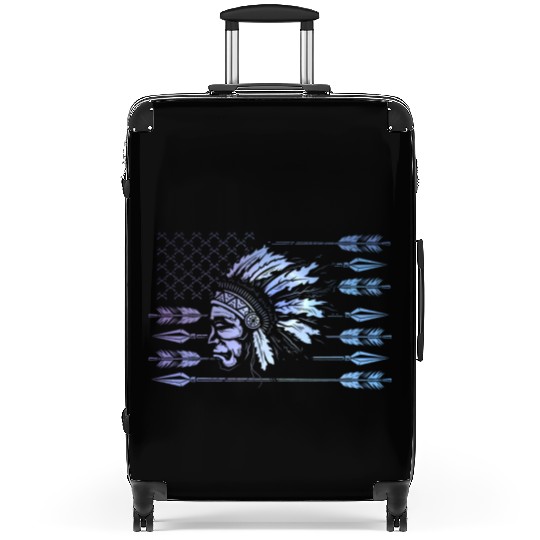 Chief Native American US Flag Suitcases