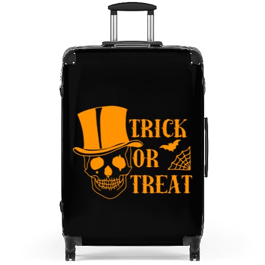 Trick Treat Spider Net Bat Skull Scary Halloween Suitcases