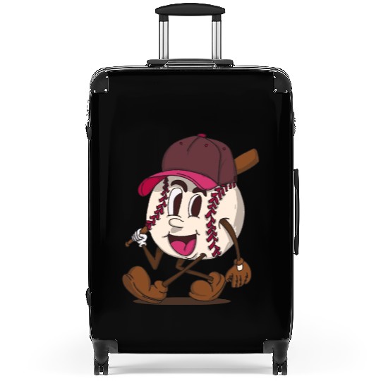 baseball batter funky retro cartoon character Suitcases