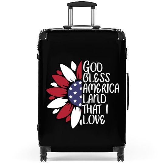 God Bless America Sunflower God Bless USA Suitcases