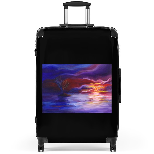 Colorful Sunset Landscape Painting Suitcases