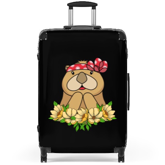 Cute Otter With Flower Sea Otter For Women Suitcases