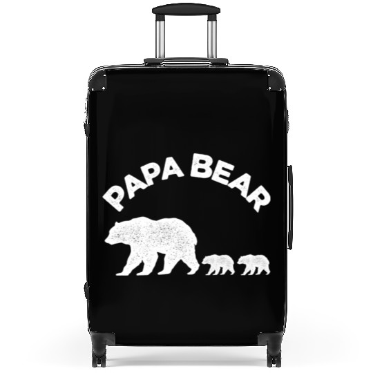 Vintage Papa Bear with Two Cubs Daddy Bear Twin Suitcases