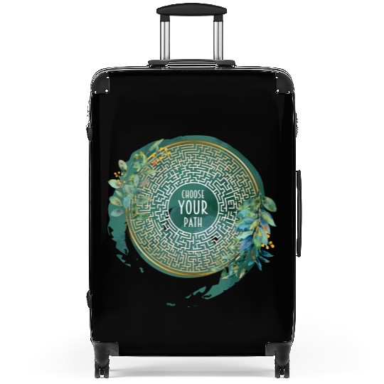Choose Your Path Maze Mandala & Green Watercolor I Suitcases