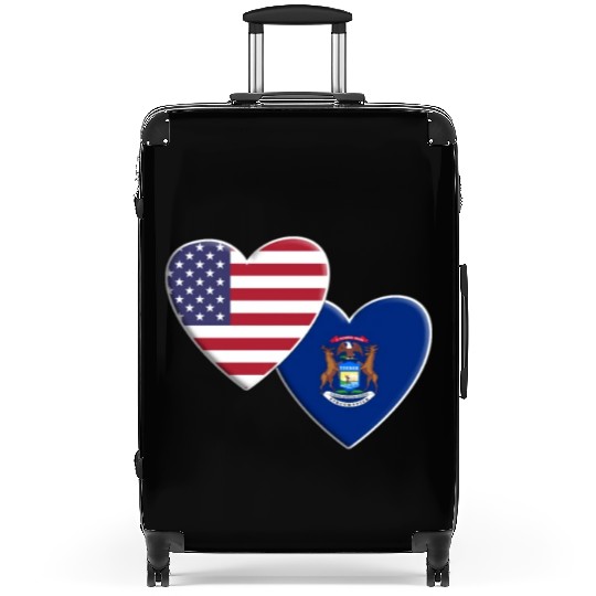 USA American State Of Michigan Flag Patriotic 4th Suitcases