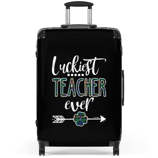 Luckiest Teacher Ever Funny Shamrock Suitcases