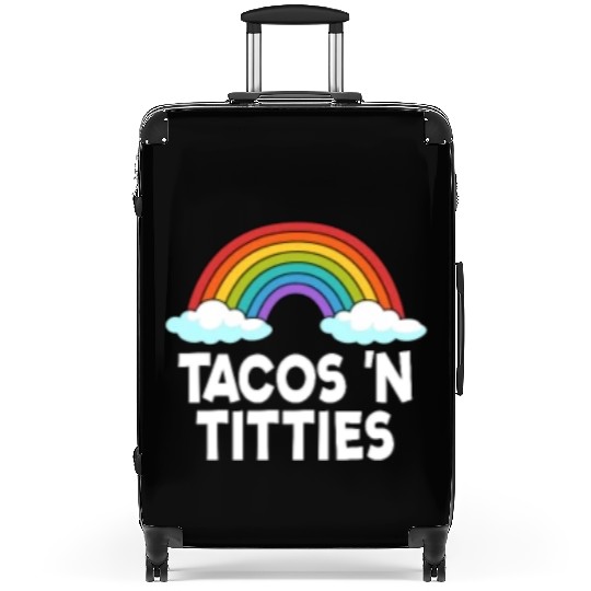 Tacos N Titties Rainbow Lesbian Funny LGBT Suitcases