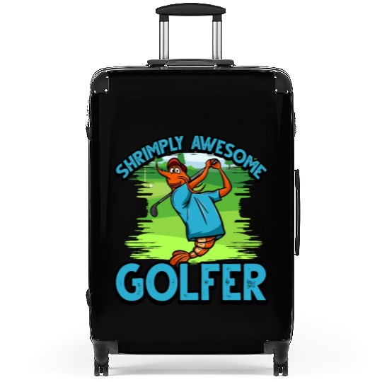 Funny Shrimp/Prawn Pun Golfer. Shrimply Awesome Suitcases