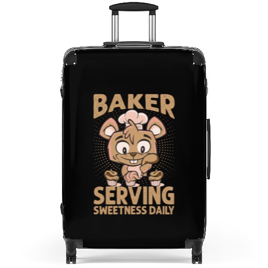 Baker Serving Sweetness Daily - Cakes - Funny - Ba Suitcases