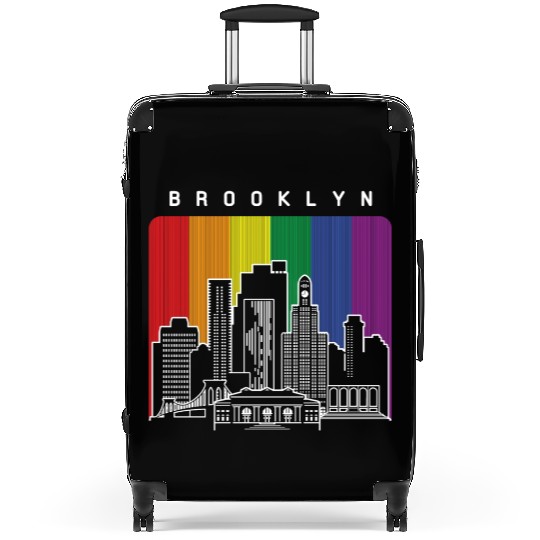Brooklyn New York Skyline Rainbow Flag Suitcases