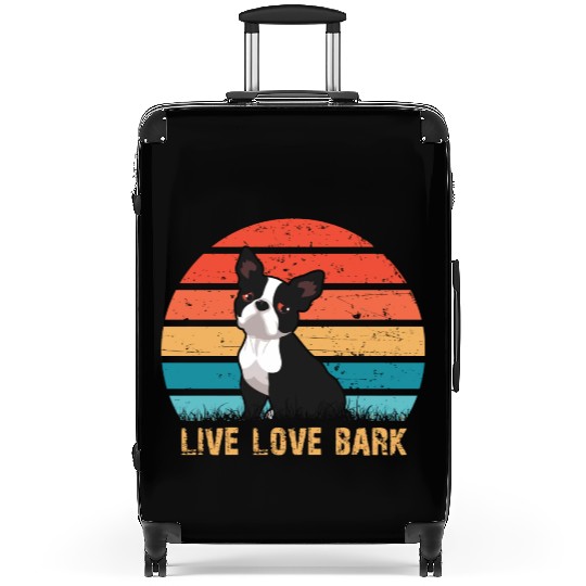 Live Love Bark Retro Vintage Boston Terrier Funny Suitcases
