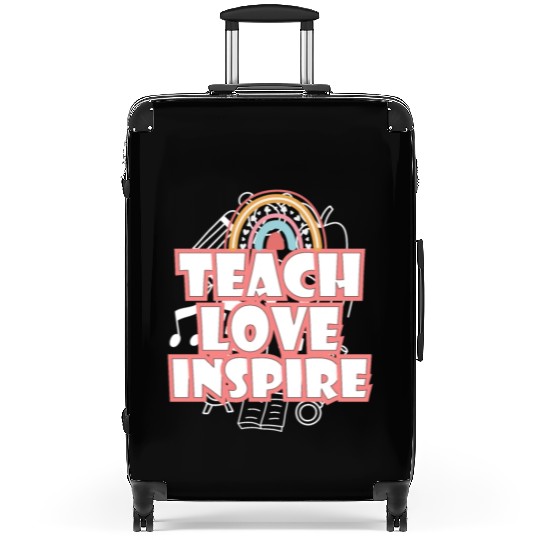 Back To School Teach Love Inspire Retro Teachers Suitcases