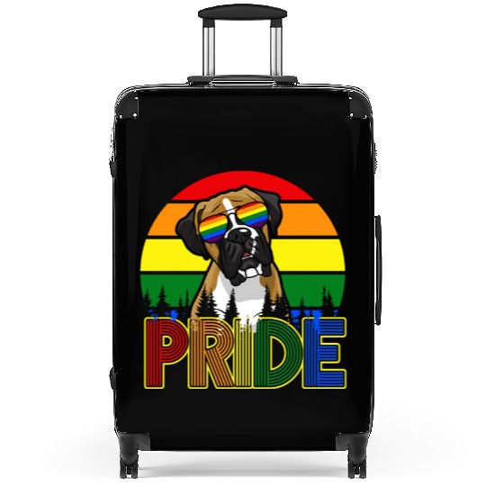 PRIDE Rainbow Boxer Dog with Sunglasses LGBT Gay Suitcases