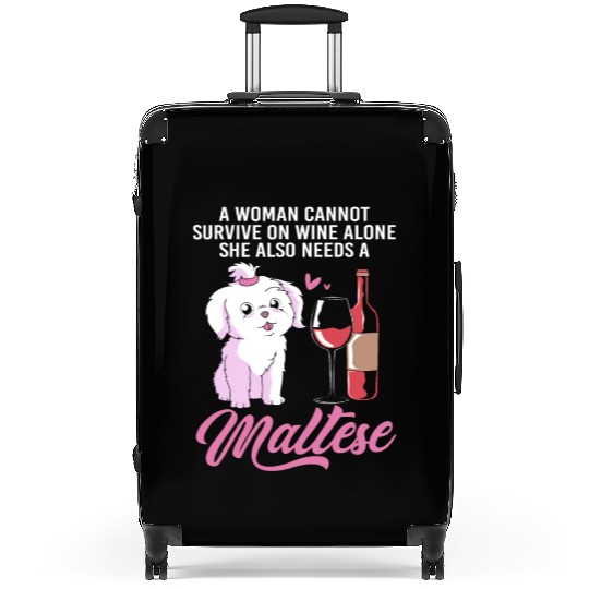 Funny Maltese Dog Joke Wine And Dogs Suitcases