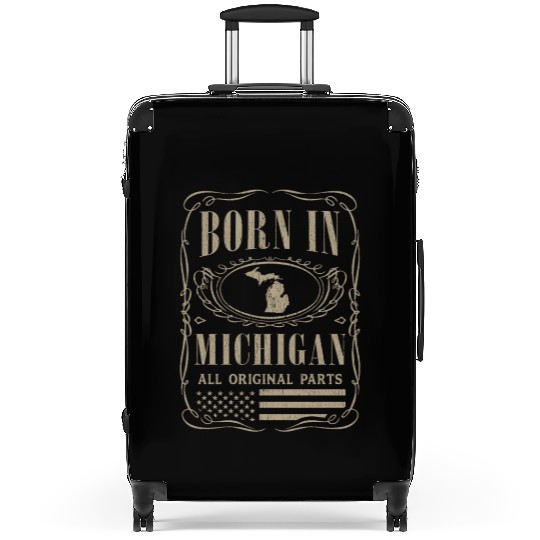 Vintage America US States Born Michigan Suitcases
