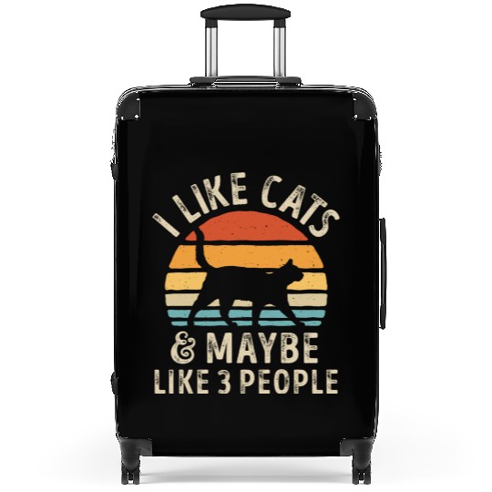 I Like Cats and Maybe 3 People Retro Sunset Vintag Suitcases