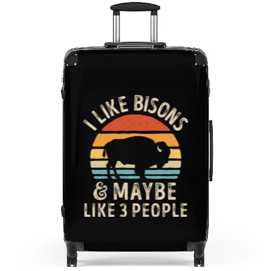 I Like Bisons and Maybe 3 People Retro Sunset Vint Suitcases