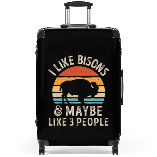 I Like Bisons and Maybe 3 People Retro Sunset Vint Suitcases