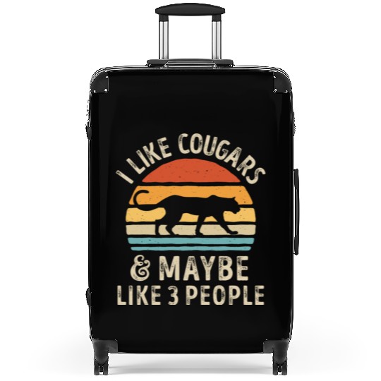 I Like Cougars and Maybe 3 People Retro Sunset Vin Suitcases