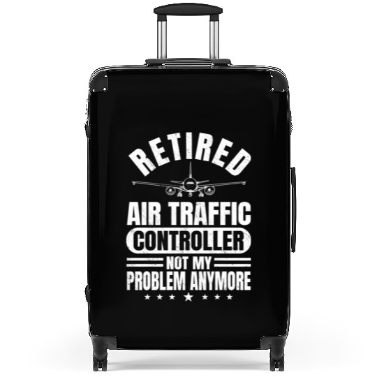 Funny Happier Retired Air Traffic Controller Men Suitcases