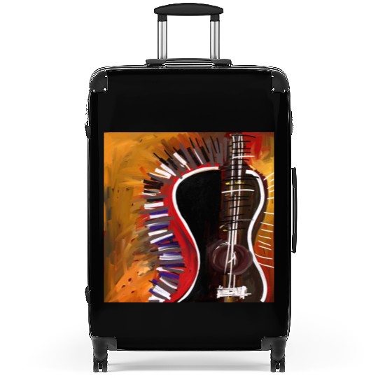 abstract colorful guitar painting Suitcases