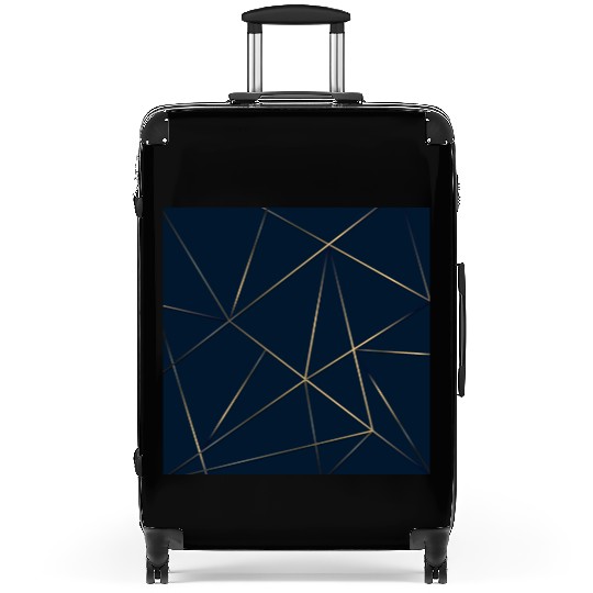 Luxury Gold Navy Blue Geometric Polygon Suitcases
