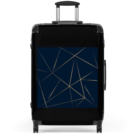 Luxury Gold Navy Blue Geometric Polygon Suitcases