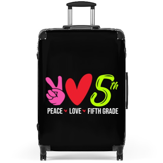 Teacher Kids Back To School Peace Love 5th Grade Suitcases