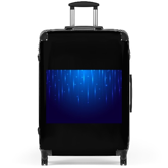 Navy Blue Glowing Neon Dots Suitcases