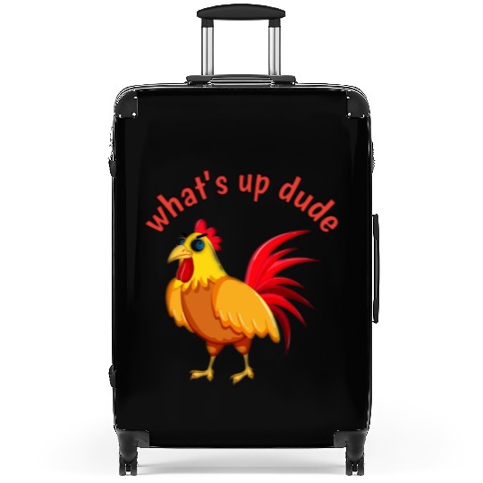 Angry Cartoon Cock Bird Suitcases