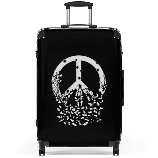 White Peace Sign Bullet Holes Disintegrates Suitcases
