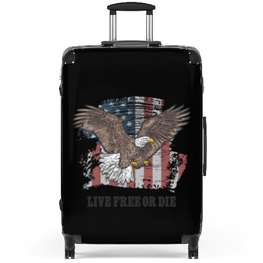 Live Free or Die - Bald Eagle - Grunge American Fl Suitcases