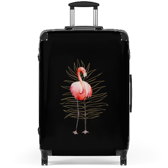Black Natural Flamingo Suitcases